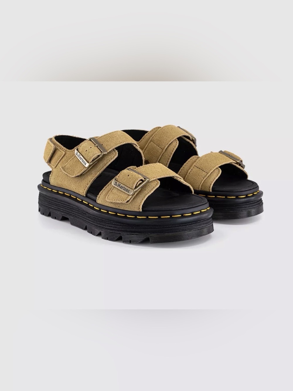 Dr. Martens Zebzag EH Suede Platform Sandals Savannah Tan NIB US 8